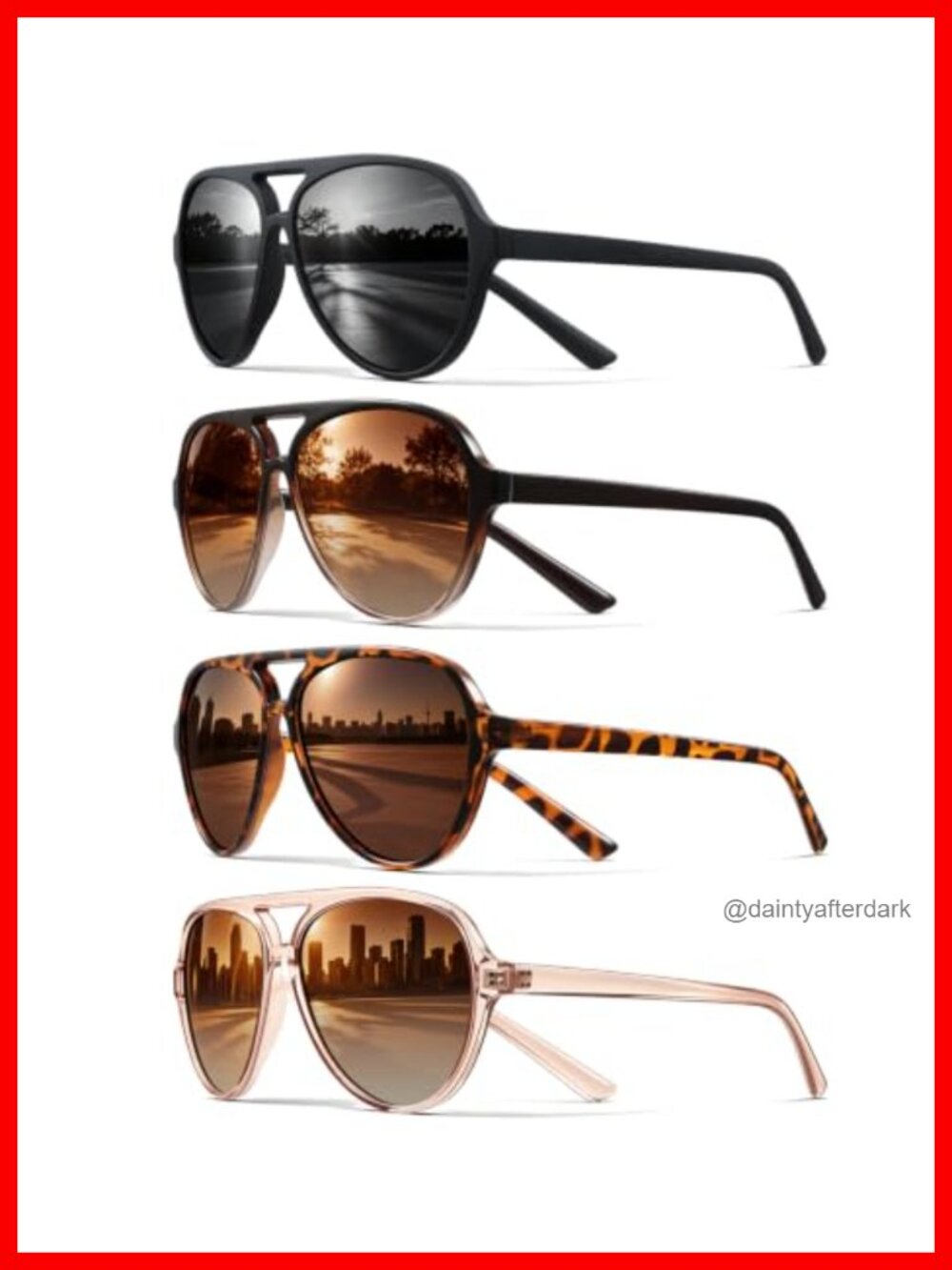 4 Pack Polarized Aviator Sunglasses UV400 Plastic Lightweight Tangle Free